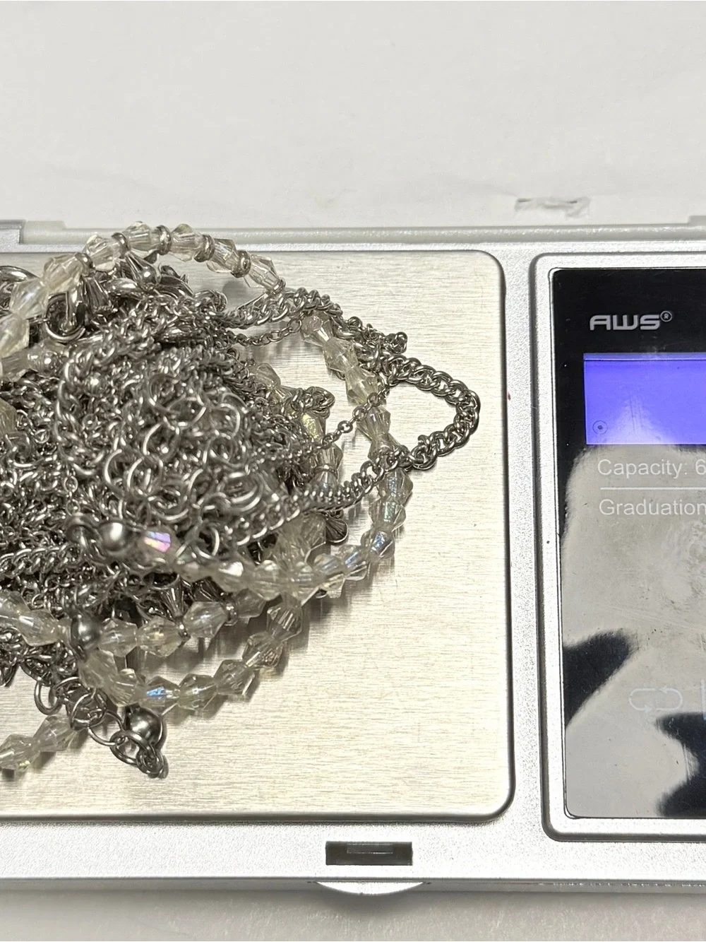 Silver-Tone Multi-Layered Chain Anklet with Clear Beads